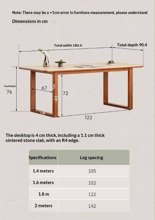 Tulipwood Solid Wood Antique Style Rock Board Dining Table