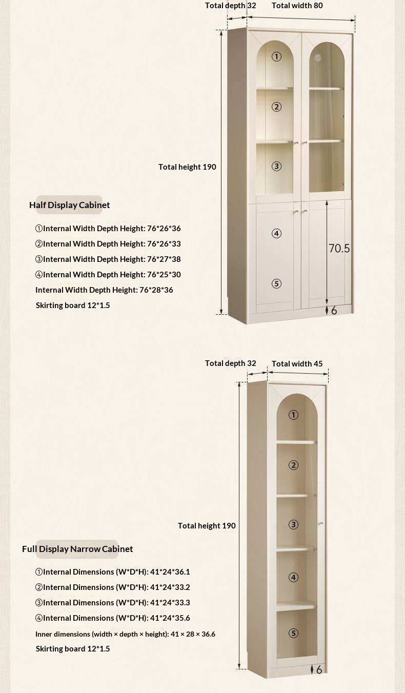 Solid RubberWood Bookcase White With Glass Door French Cream Style