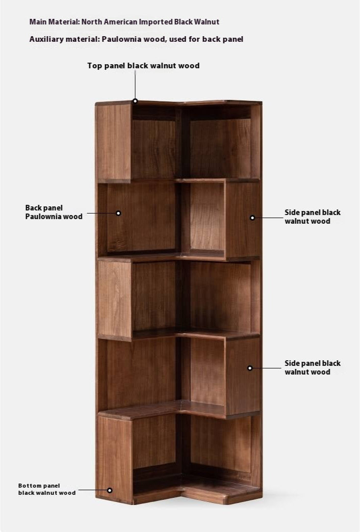Black Walnut Solid Wood Corner Storage Cabinet