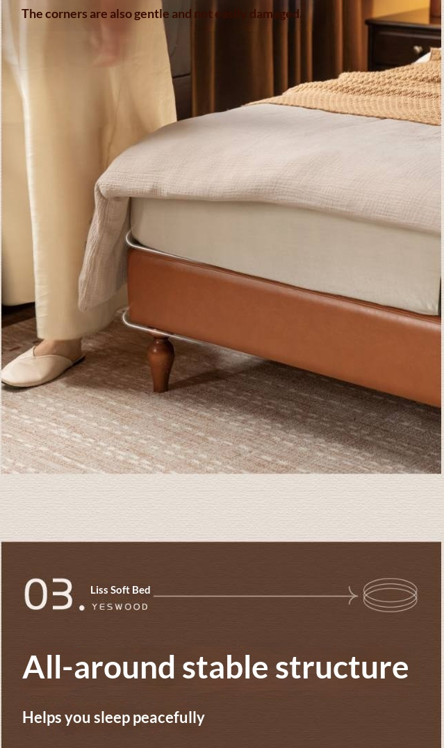 Ash Solid Wood Fabric Retro Edge Detachable Washable Soft Leaning Bed