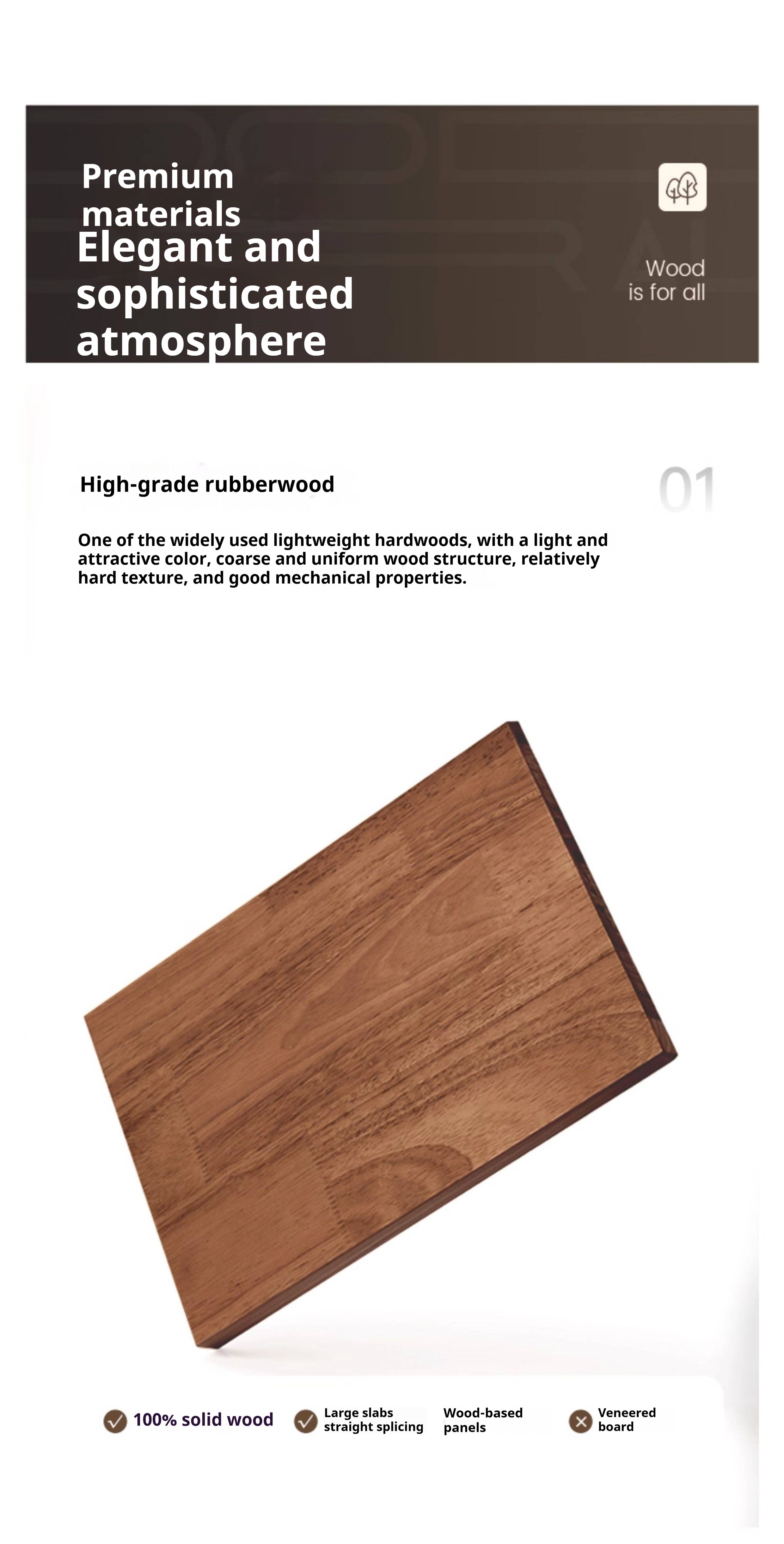 Solid Rubberwood, Oak Solid Wood Nightstand