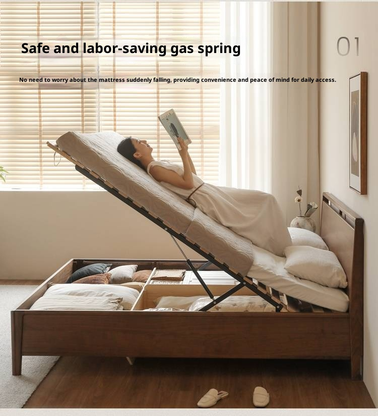 Black Walnut Solid Wood Light Luxury Box Bed