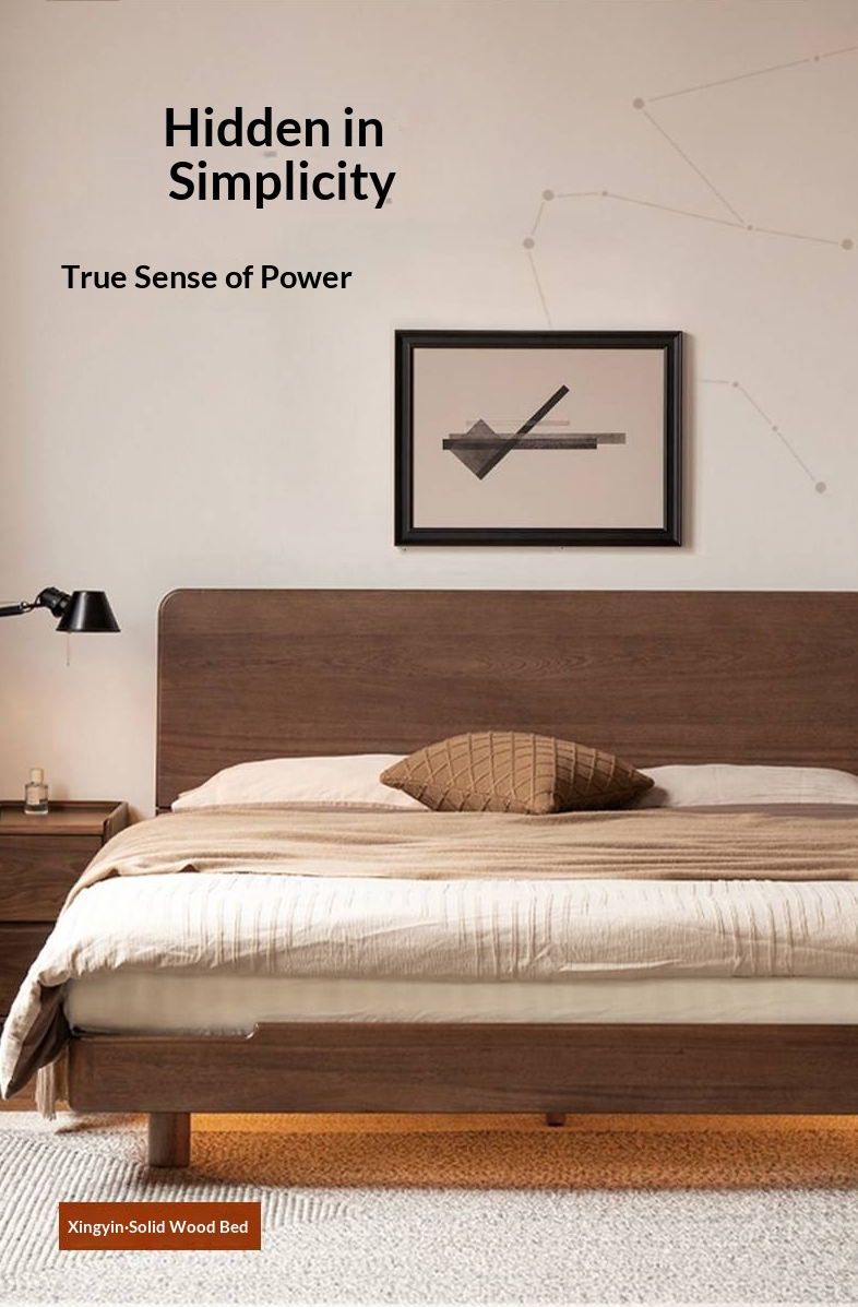 Sandalwood Solid Wood Modern Simple luminous Multifunctional Bed