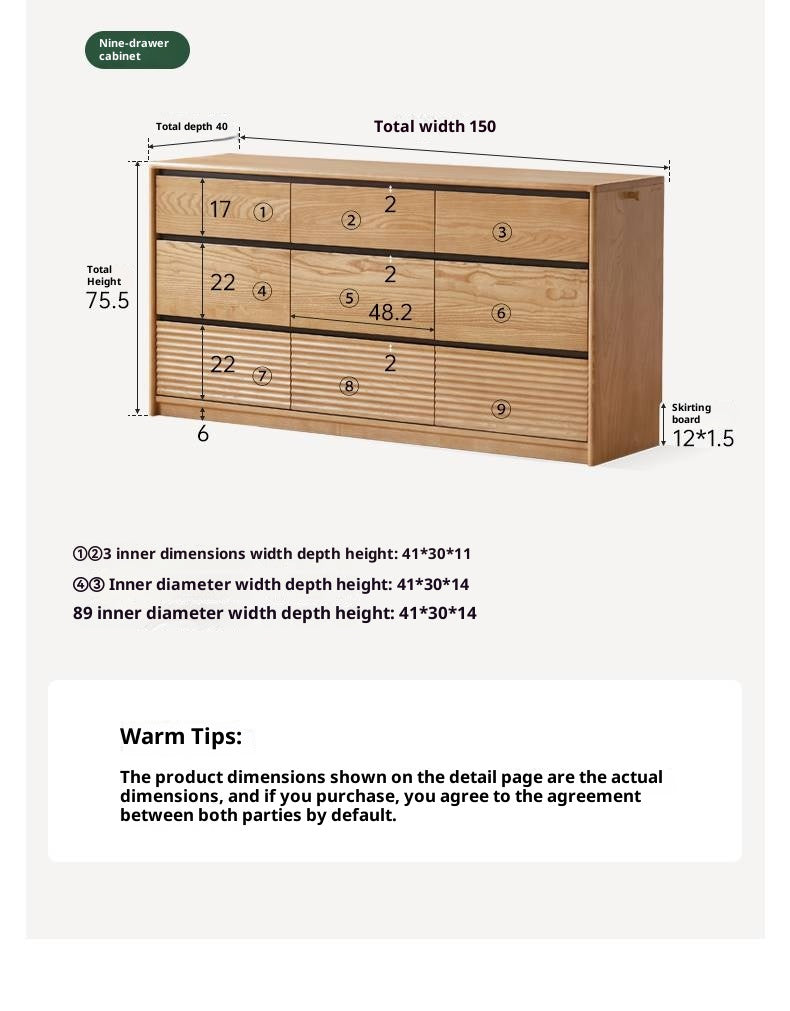 Ash Solid Wood Modern Minimalist Chest Of Drawers