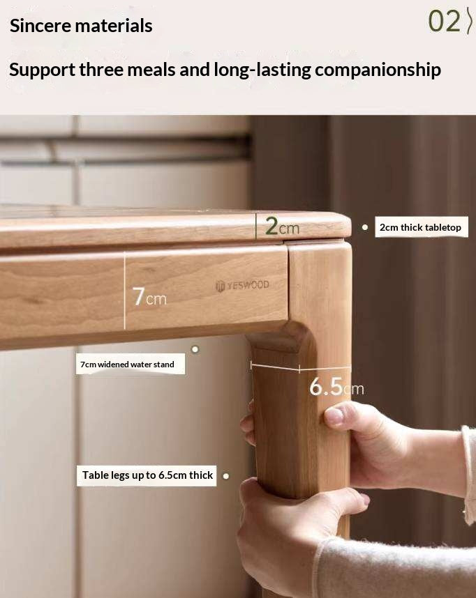 Oak Solid Wood Dining Table with Rectangular Top and Clean Lines