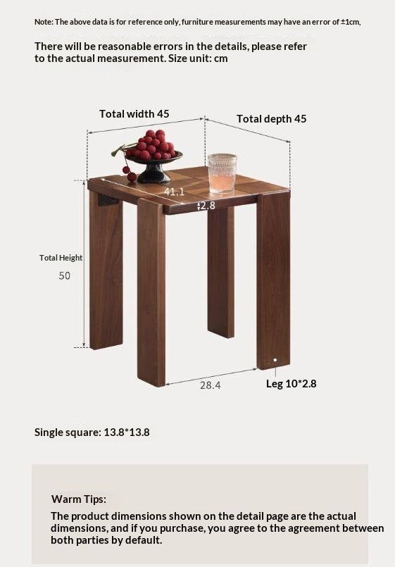 Black Walnut, Cherry Solid Wood Modern Square Side Table