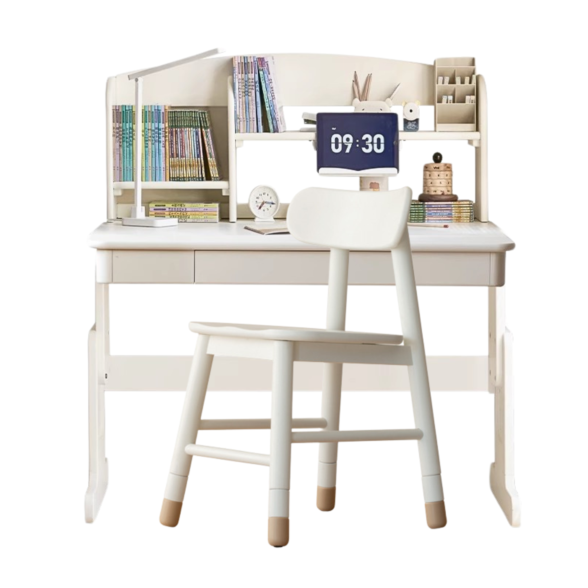 Beech Solid wood lift study desk  adjustable white children's desk