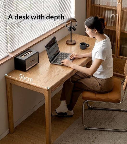 Oak, Beech Solid Wood Office Desk with drawers