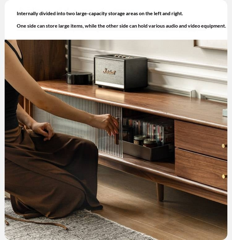 Black Walnut, Rubber, South American walnut Solid Wood Modern TV Cabinet.