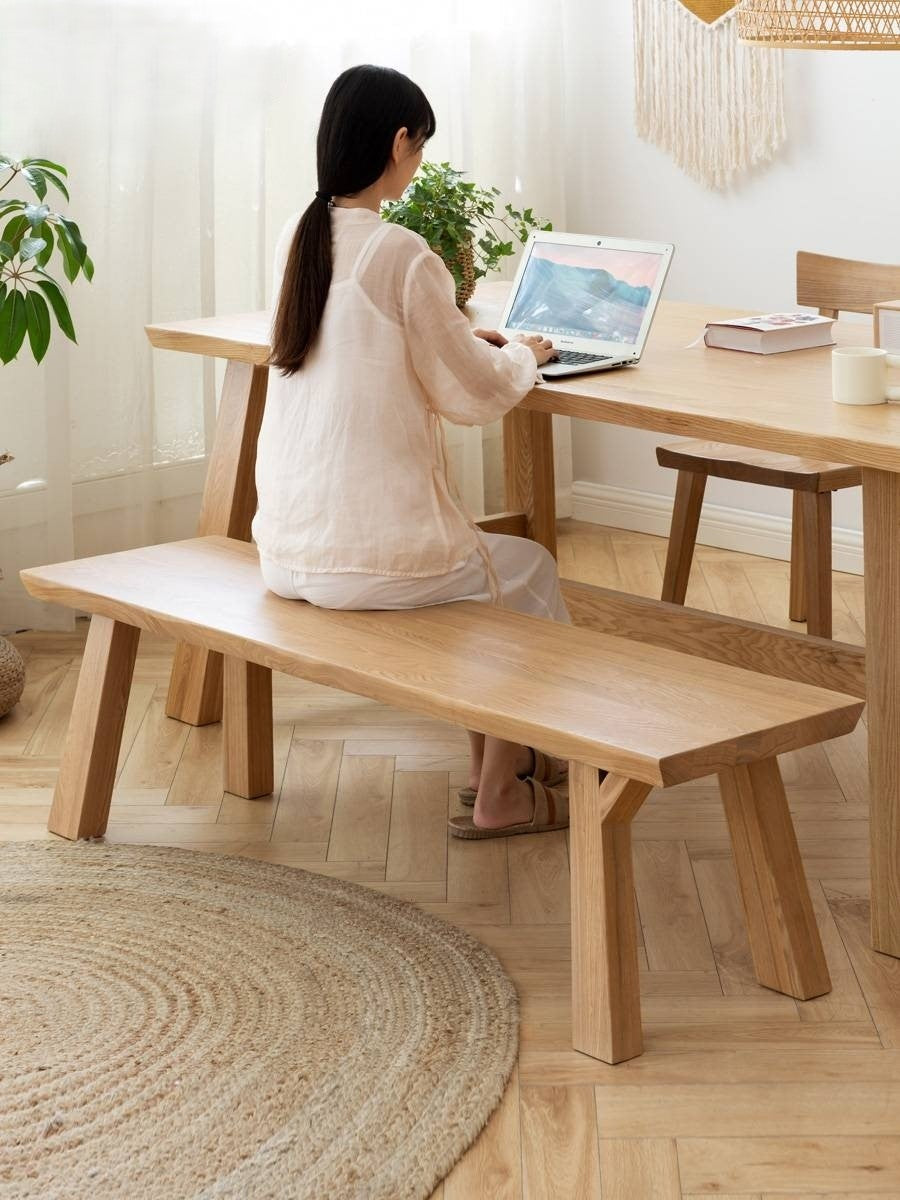 Ash Solid Wood Wabi Sabi Style Bench