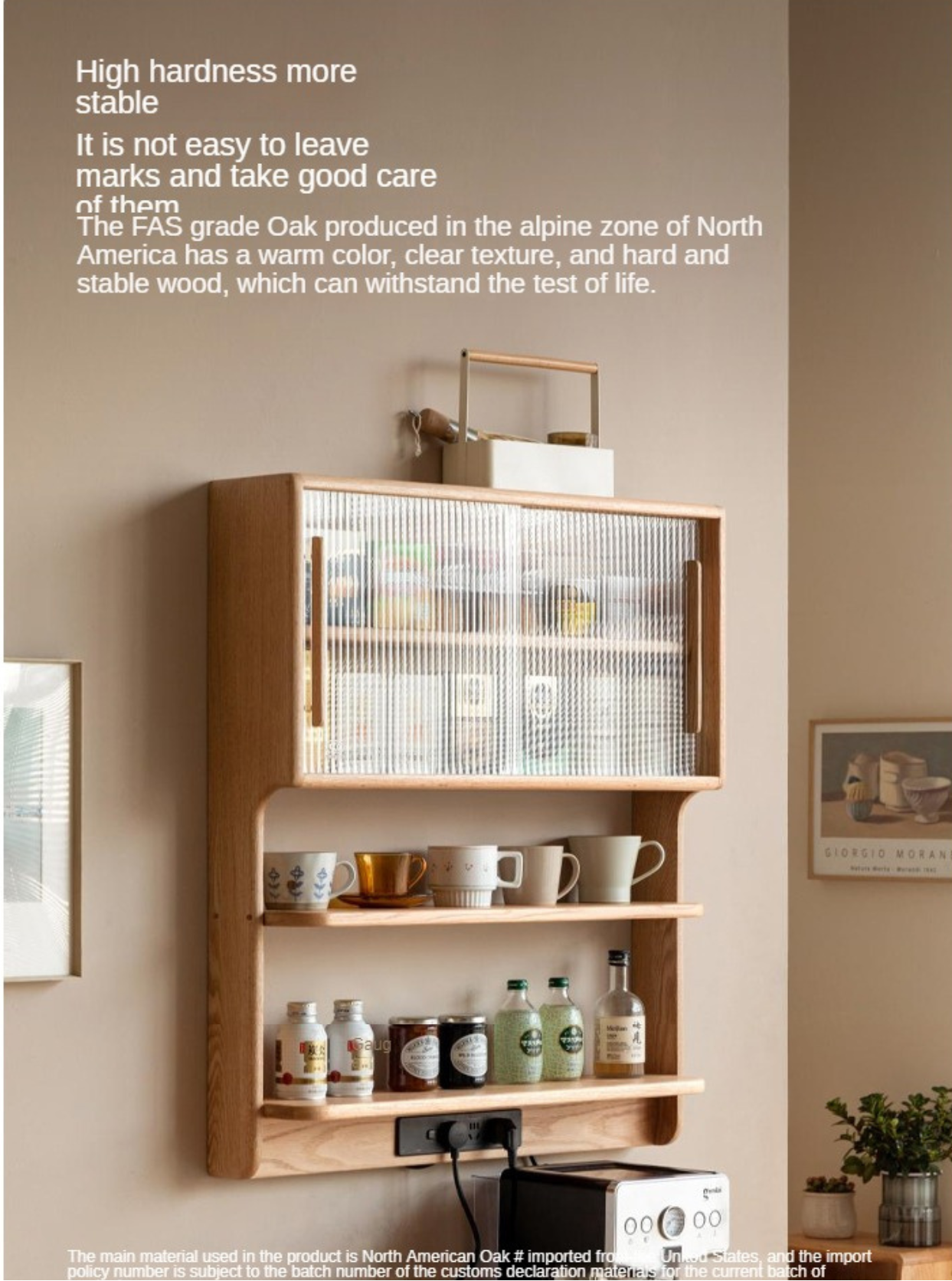 Oak, Beech, Cherry Wood Solid Wood Wall-Mounted Suspended Cabinet