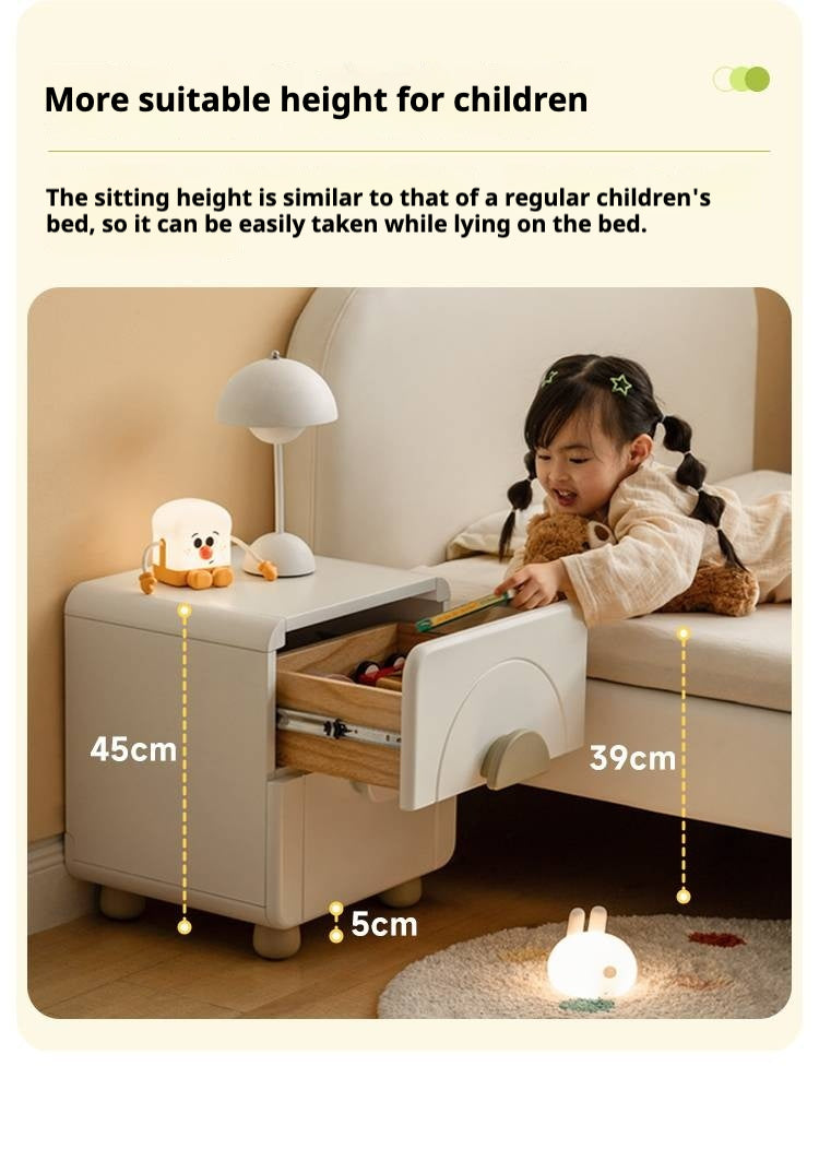 Rubber Wood Solid Wood Children's Nightstand.