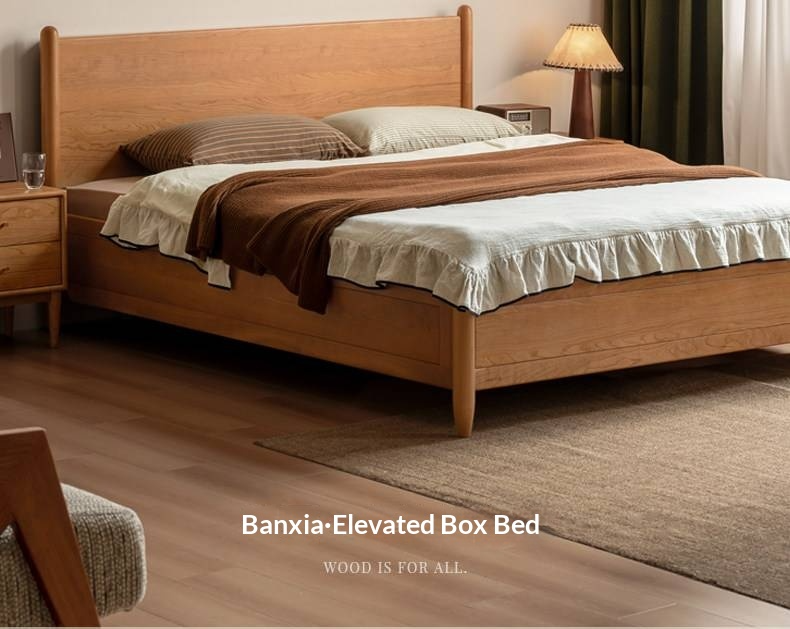 Cherry Wood, Black Walnut Solid Wood Box Bed