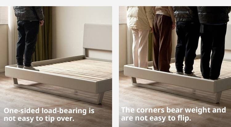 Poplar Solid Wood Floating Bed with Lights, Modern Minimalist