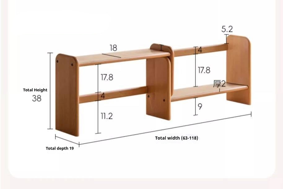 Beech, Oak, Poplar Solid Wood Nordic Study Bookshelf