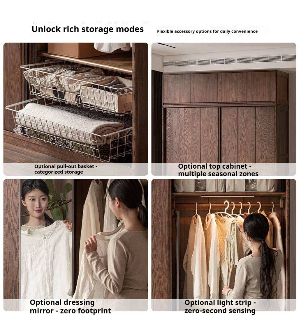 Oak Solid Wood Sliding Door Wardrobe.