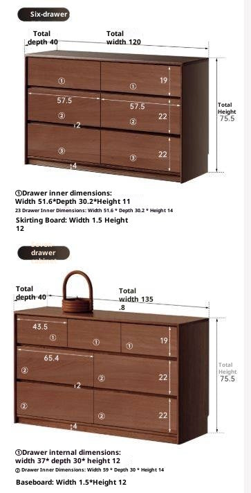 Oak Solid Wood Modern Drawer Cabinet