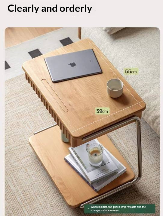 Beech Solid Wood C-Shaped Corner Side Table Modern Minimalist Style