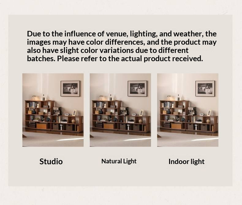 Black Walnut, Sandalwood Solid Wood Bookshelf with Light Luxury Display Shelves