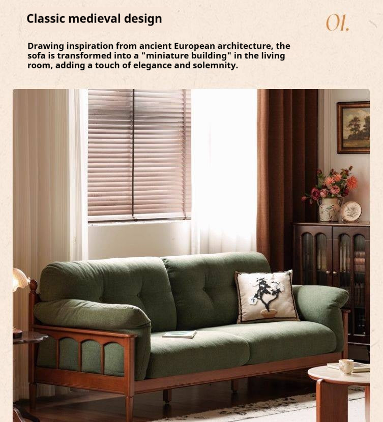 Poplar Solid Wood Sofa  French Retro