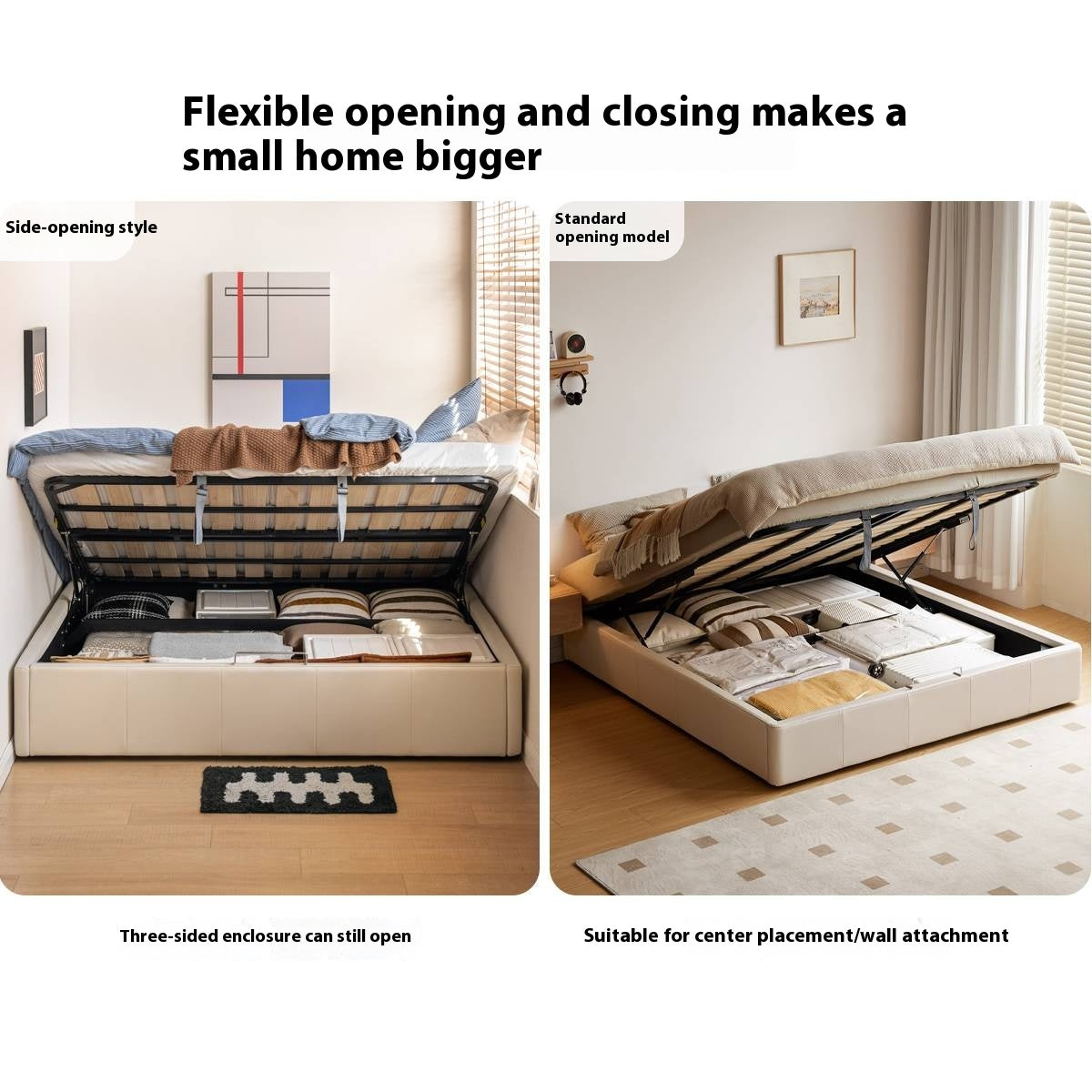 Eco-Cloud Leather Box Platform Bed, Headboard-Free Bed