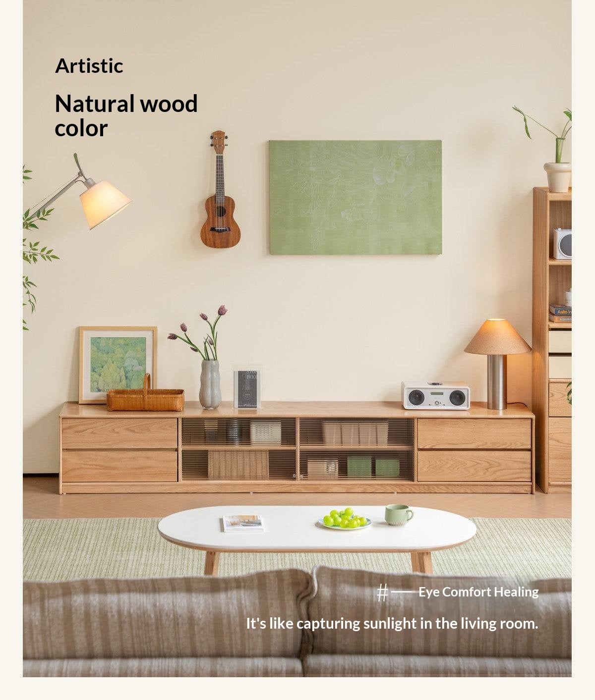 Solid RubberWood, Oak Solid Wood TV Cabinet Floor Combination