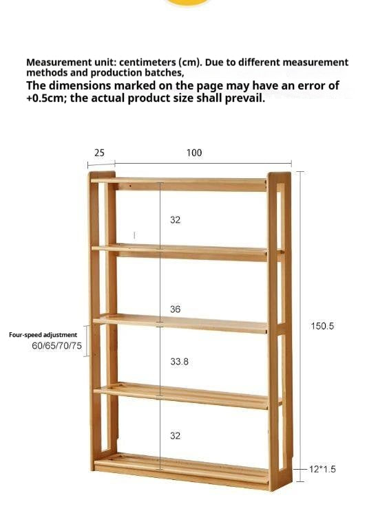 Beech Solid Wood Floor-To-Ceiling Bookcase