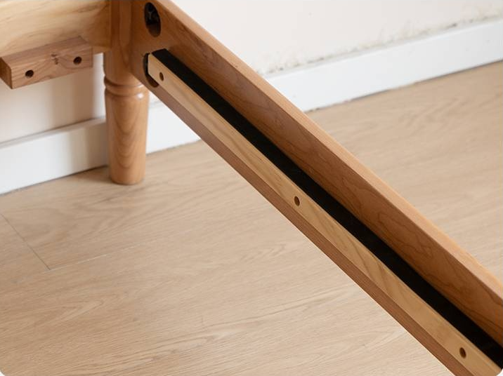 Cherry Solid Wood Rattan Bed Retro