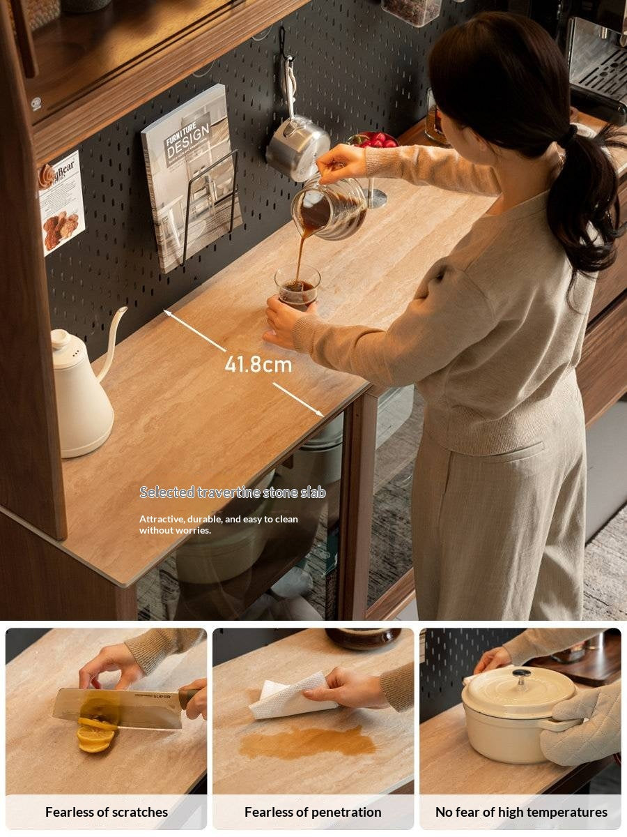 Black Walnut Solid Wood Italian-Style Sideboard – Sleek Buffet Cabinet