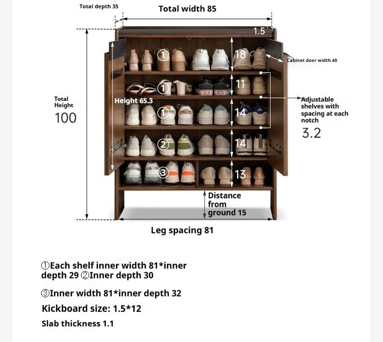 Black Walnut, Oak Solid Wood Italian Style Light Luxury Shoe Cabinet
