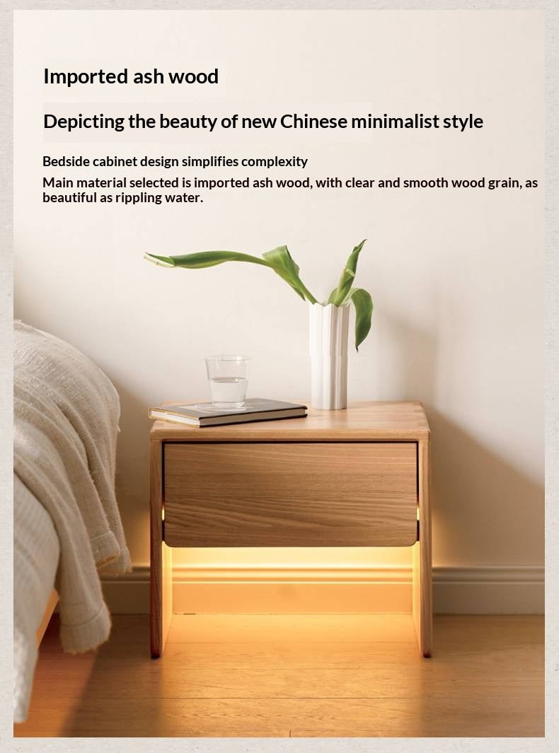 Ash Solid Wood Smart Modern Nightstand