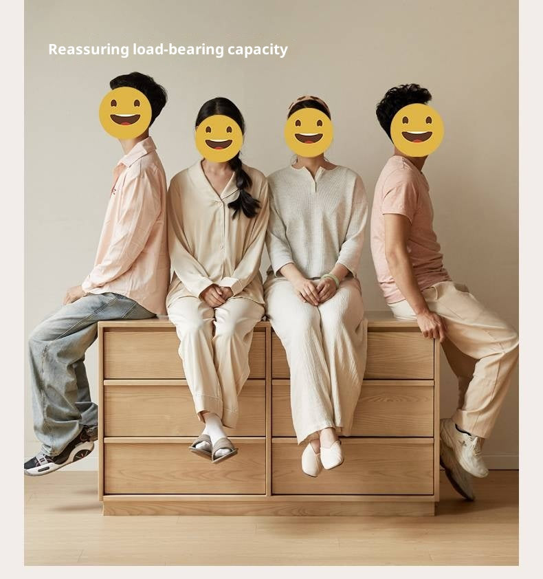 Ash, Oak Solid Wood Wabi-sabi Style Chest Of Drawers