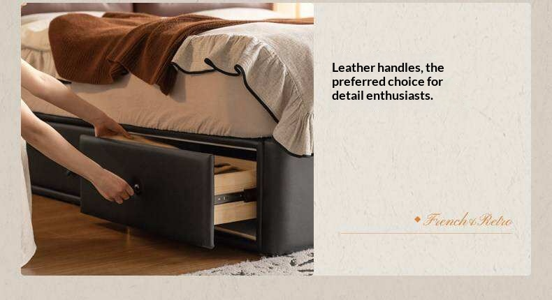 Genuine Leather Luxury Storage Bed with Lift-Up Storage Box Bed