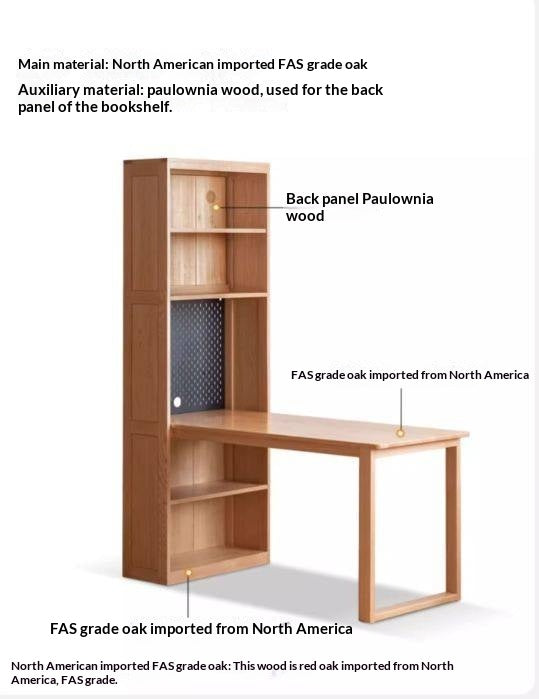 Oak Solid Wood Integrated Desk Cabinet