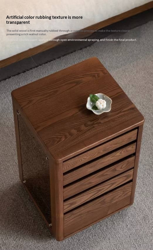 Ash, Black Walnut Solid Wood Mobile Kettle Integrated Tea Cabinet