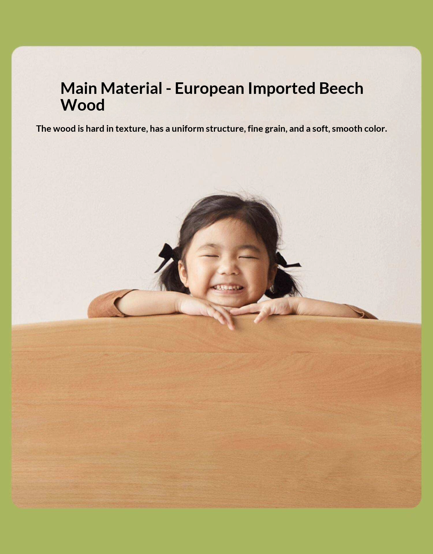 Beech Solid Wood Kids Platform Bed with Rounded Headboard