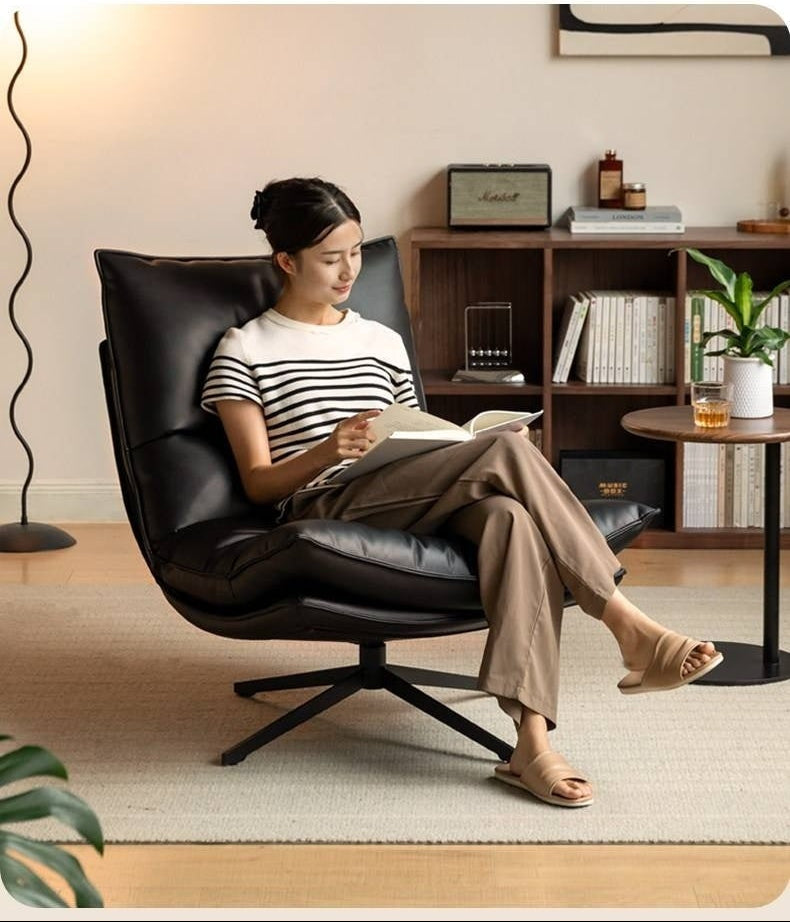 Italian Modern Swivel Lounge Chair with Upholstered Cushion eco leather