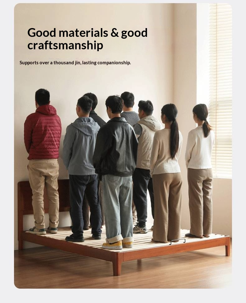 Poplar Solid Wood Bed — Retro Edge Vintage Slab Bed