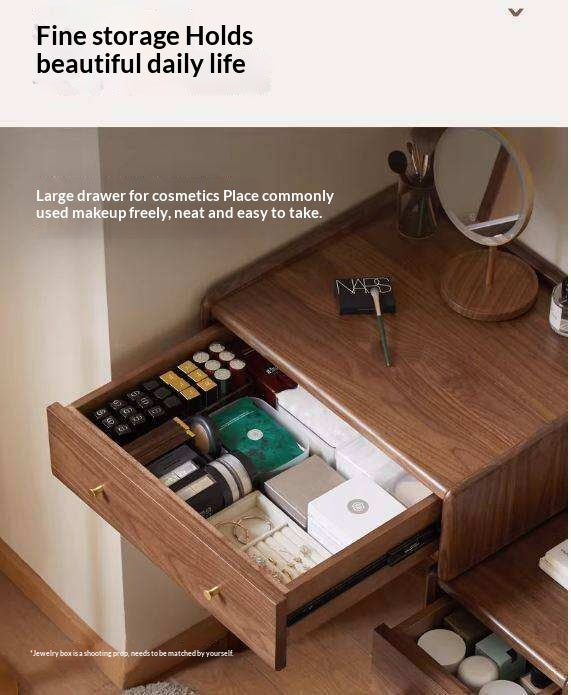 Black Walnut Solid Wood Vanity Table Cabinet Integrated.