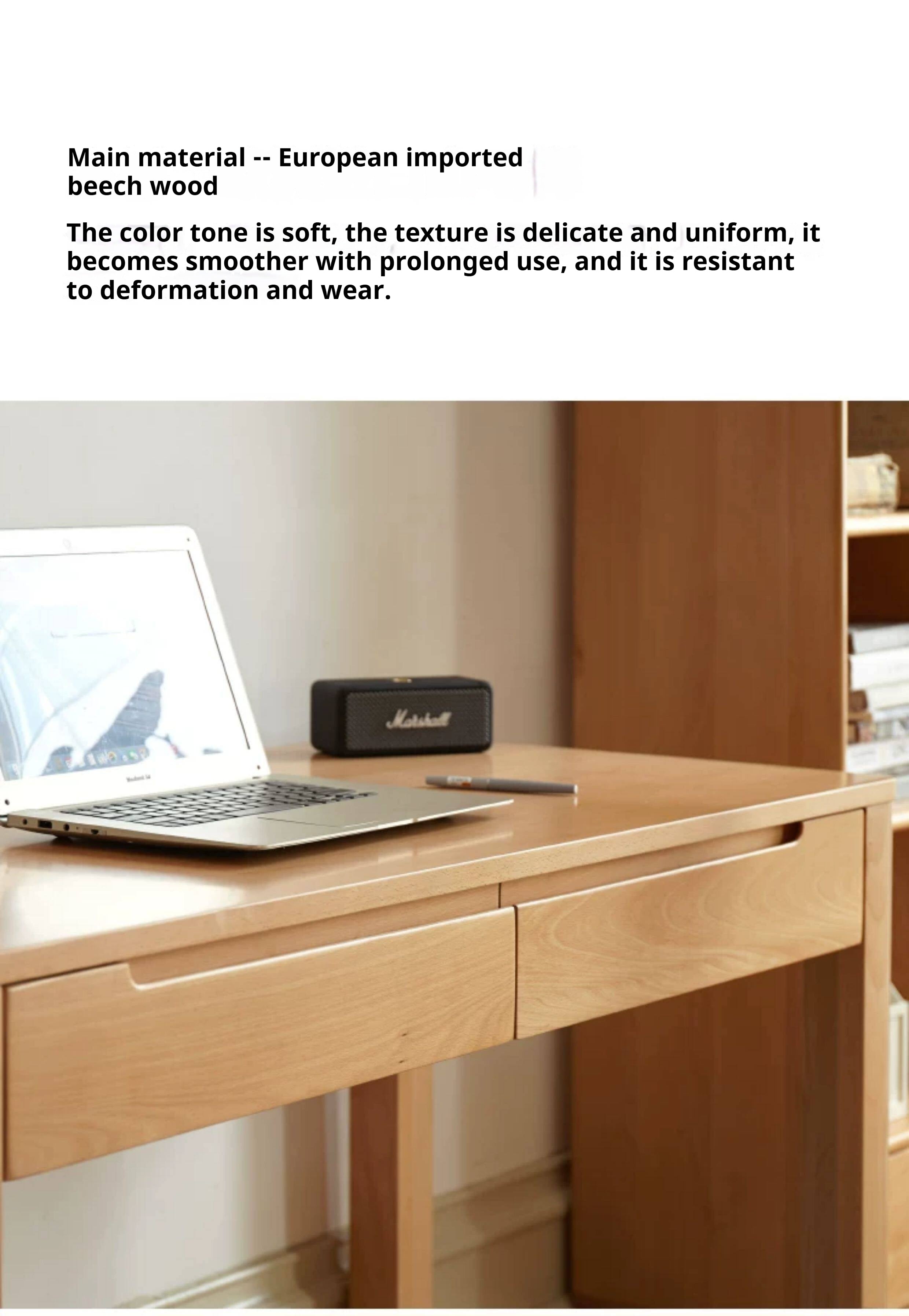 Beech Solid Wood Study Computer Office Desk