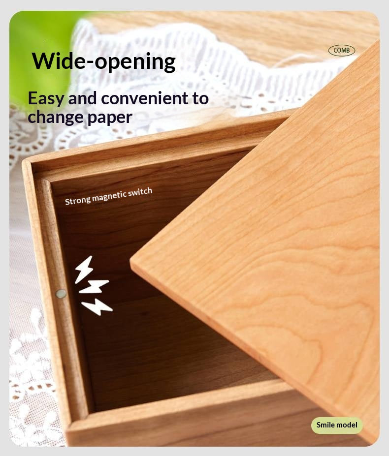 Cherry Solid Wood Tissue Box with Clean Minimal Design