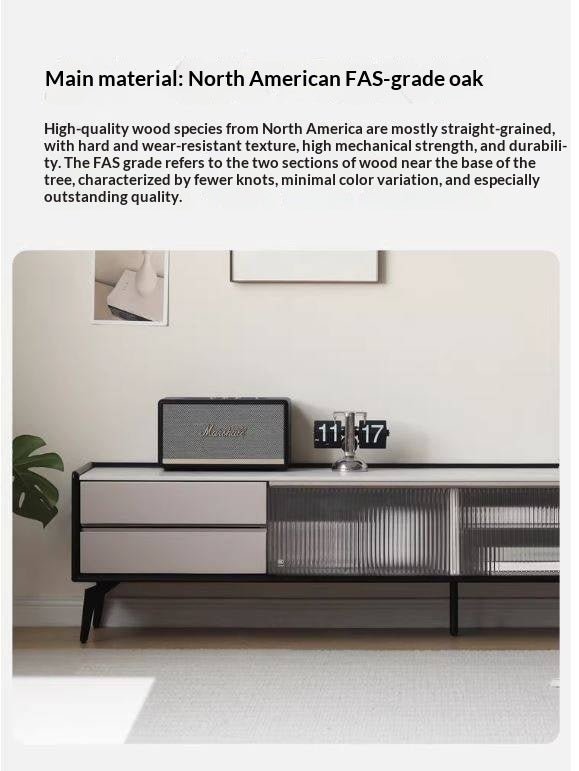 Tulipwood Solid Wood Light Luxury Rock Slab Double Drawer TV Cabinet