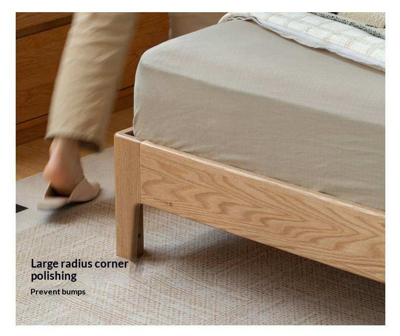 Oak Solid Wood Modern Leather Bed