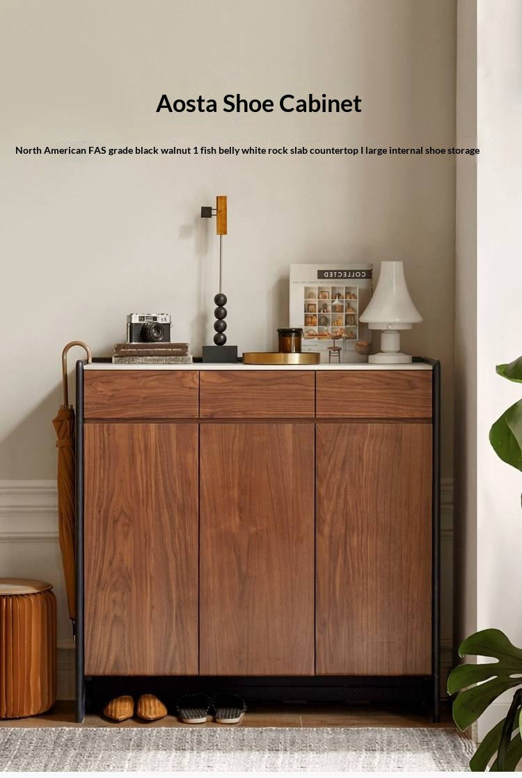 Black Walnut Solid Wood Shoe Porch Cabinet