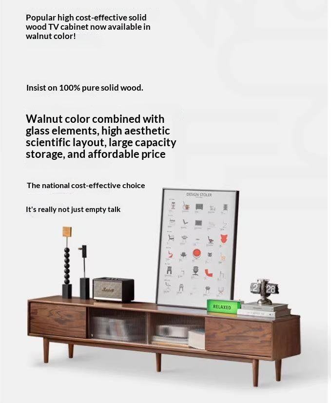 Oak Solid Wood Modern Simple Floor TV Cabinet.