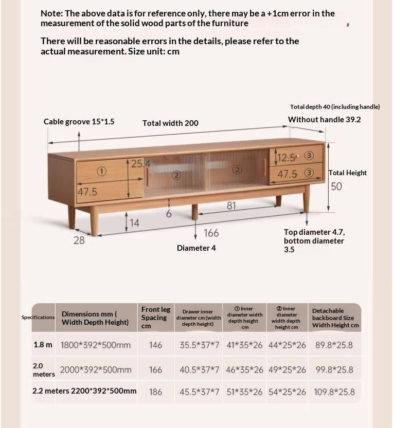Poplar Solid Wood Glass Sliding Door Storage TV cabinet.