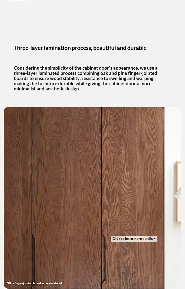Oak, Solid Rubberwood Modern Wardrobe