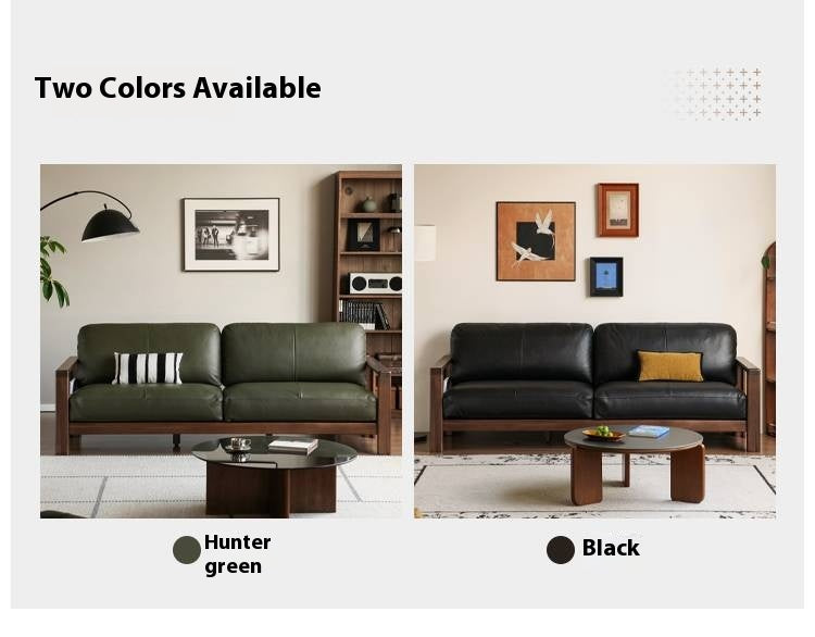 Black Walnut Solid Wood Leather Sofa