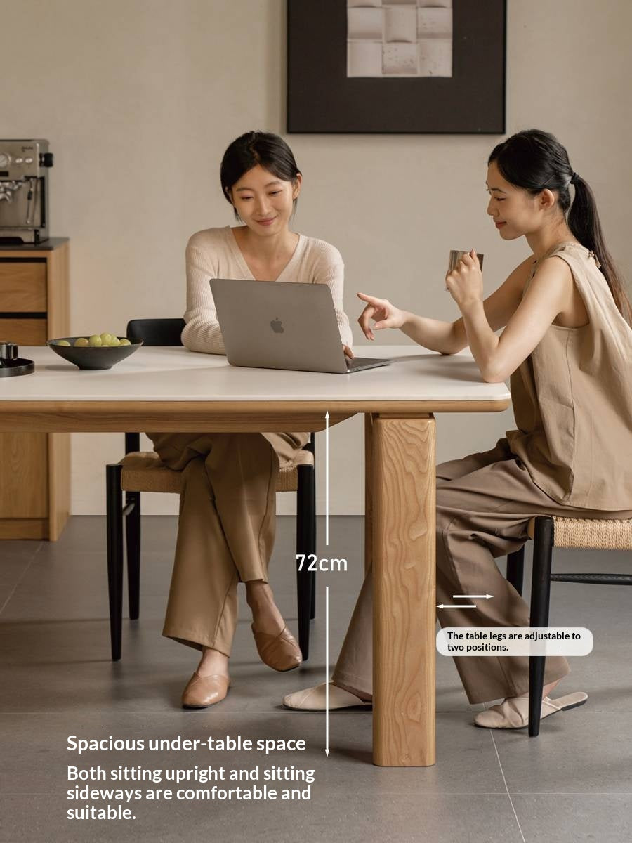 White Ash Solid Wood Restaurant Slab Dining Table