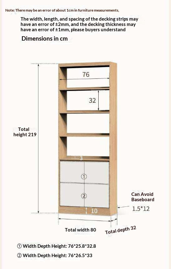 Oak Solid Wood Cream Wind Floor Bookshelves